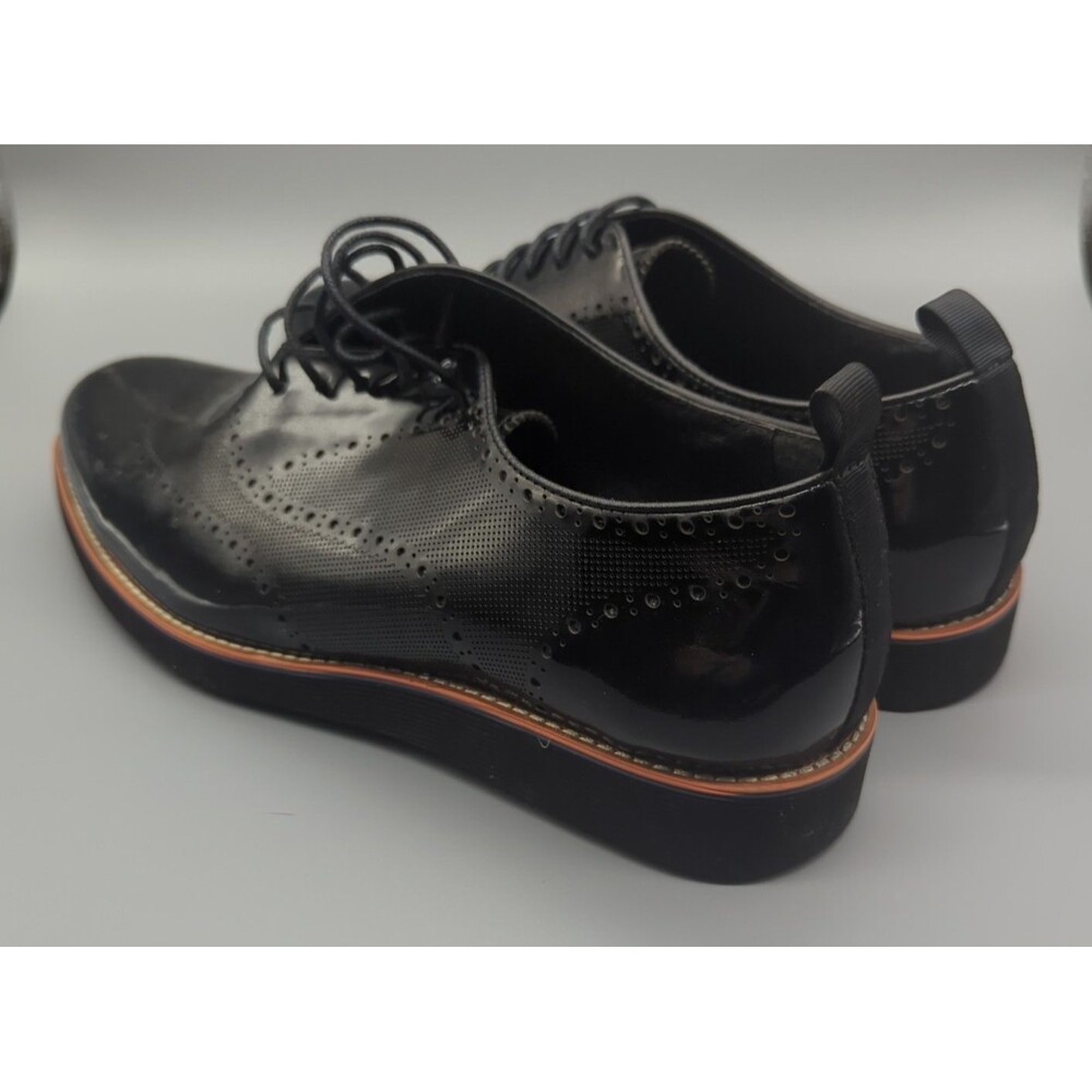Marc Nolan Oscar Black Patent Leather Wholecut Brogue Sneakers Mens 8 Pad Insole - Picture 3 of 12
